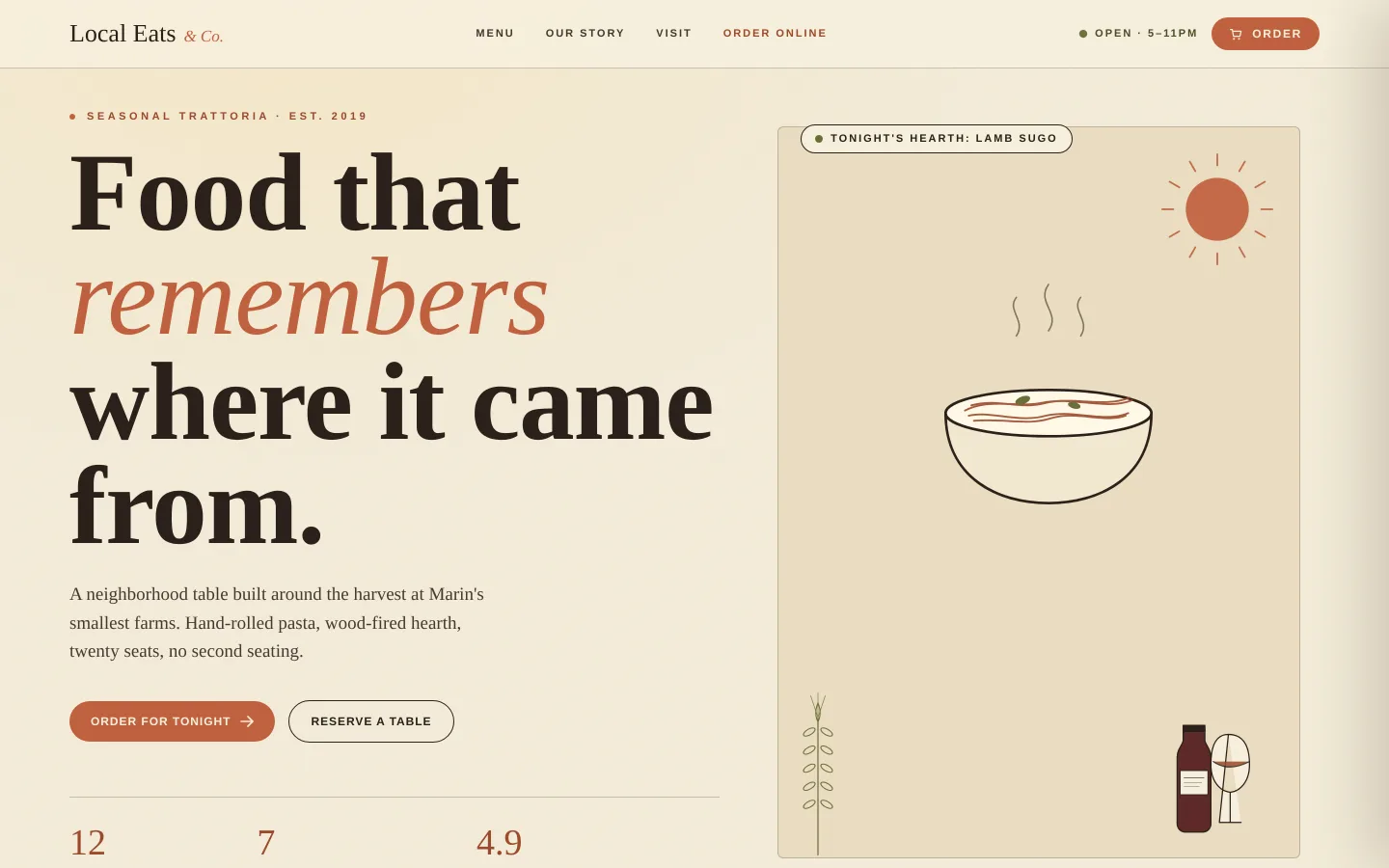 Screenshot of the Local Eats Co. website, built by Shinobi Media