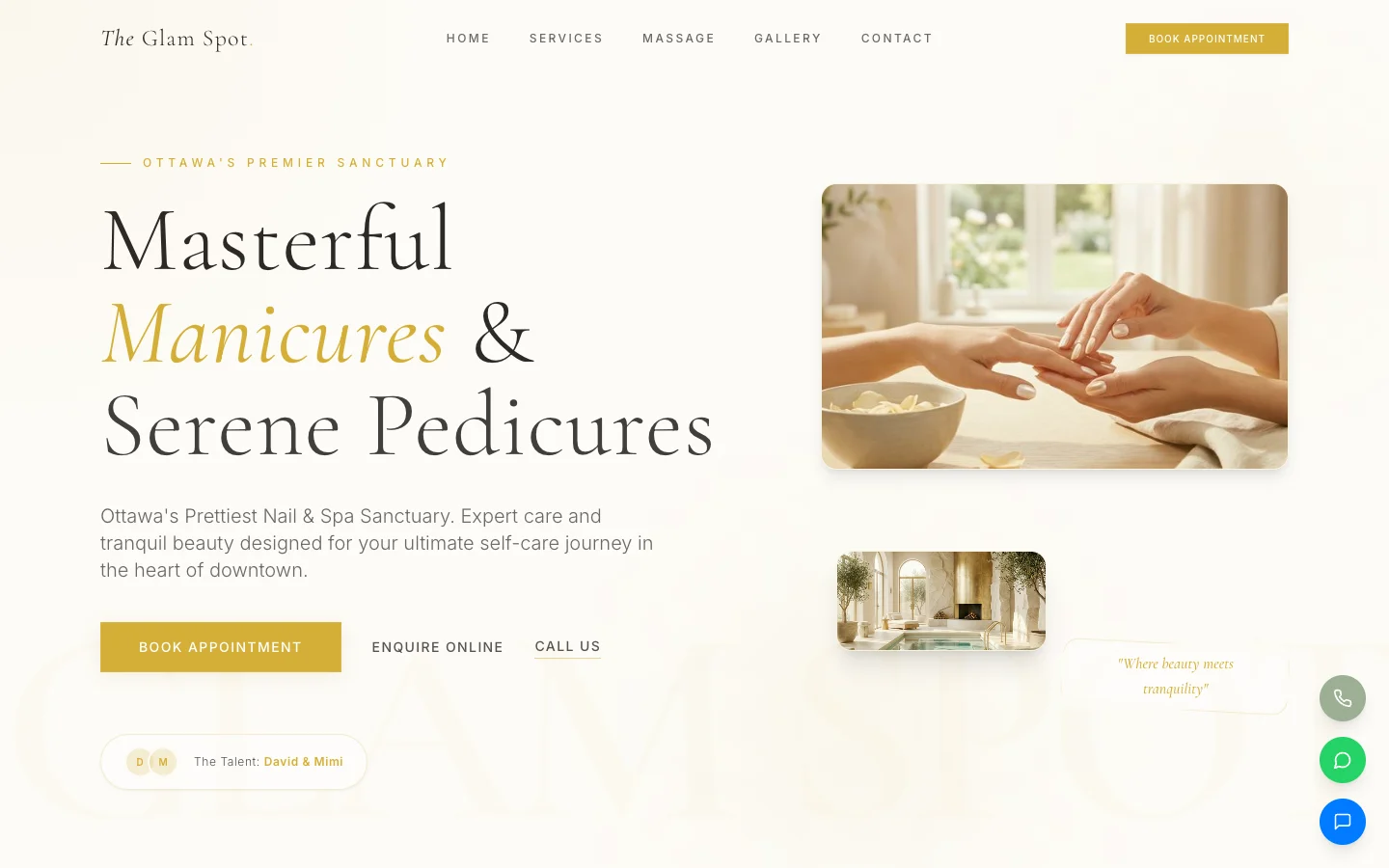 Screenshot of the The Glam Spot website, built by Shinobi Media
