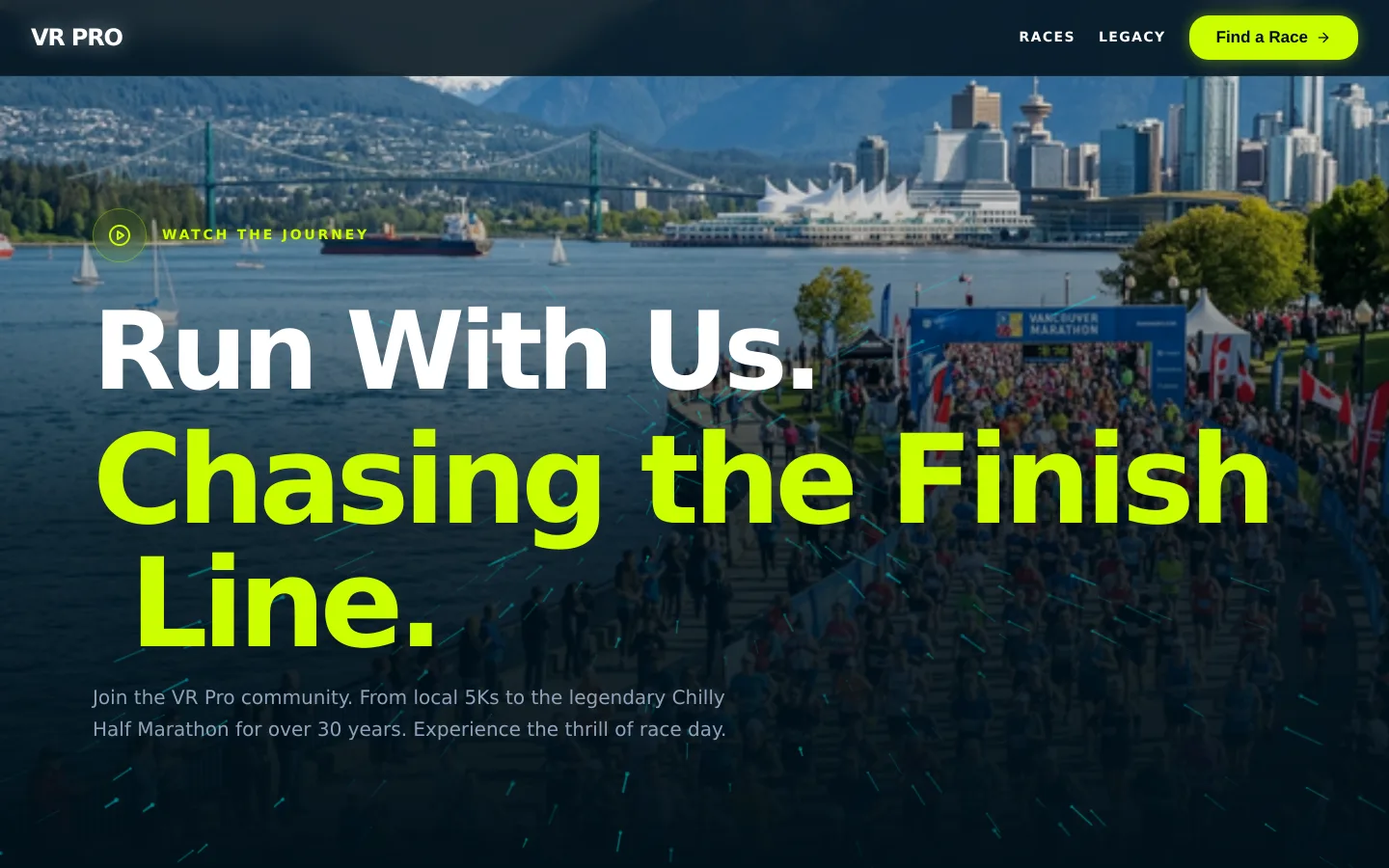 Screenshot of the VR Pro website, built by Shinobi Media